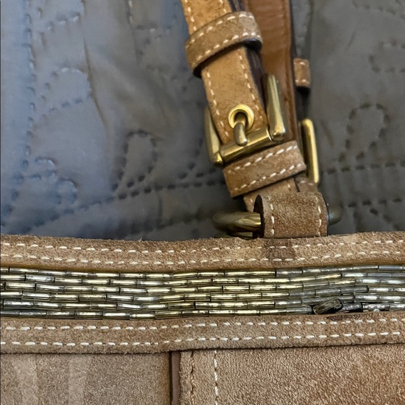 Coach Tan Suede Satchel with Gold Accents and Matching Wallet - Picture 2 of 12